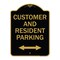 Signmission Reserved Parking Customer and Visitor Parking Bidirectional Arrow, Black & Gold, A-DES-BG-1824-23054 A-DES-BG-1824-23054 - alternate 1